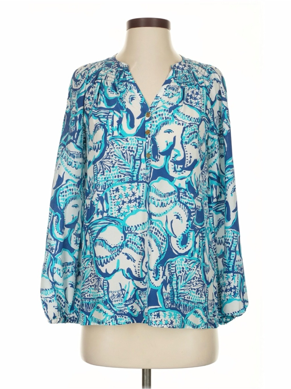 Lilly Pulitzer Elsa Silk “Keep on Trunkin Top” size Small 100% silk